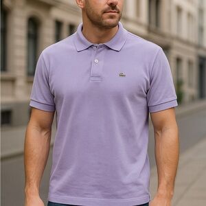 VTG Lacoste Chemise Polo Shirt Men’s XL Purple Made in France Short Sleeve